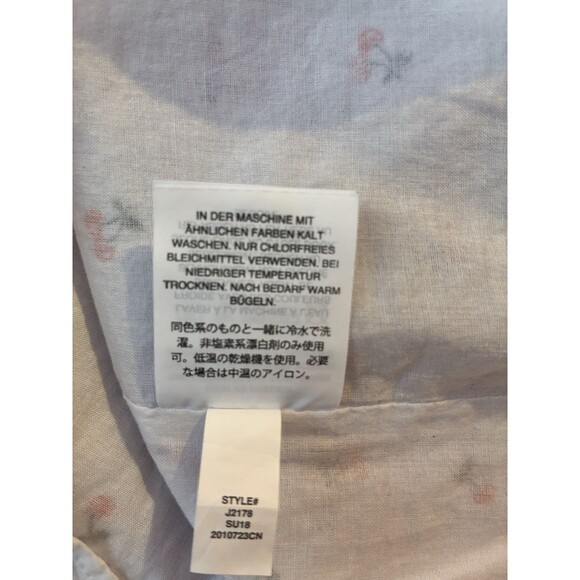 J.Crew Size 0 Cherry Print Sleeveless Tie Neck Cotton Silk Blouse Top - Picture 4 of 12